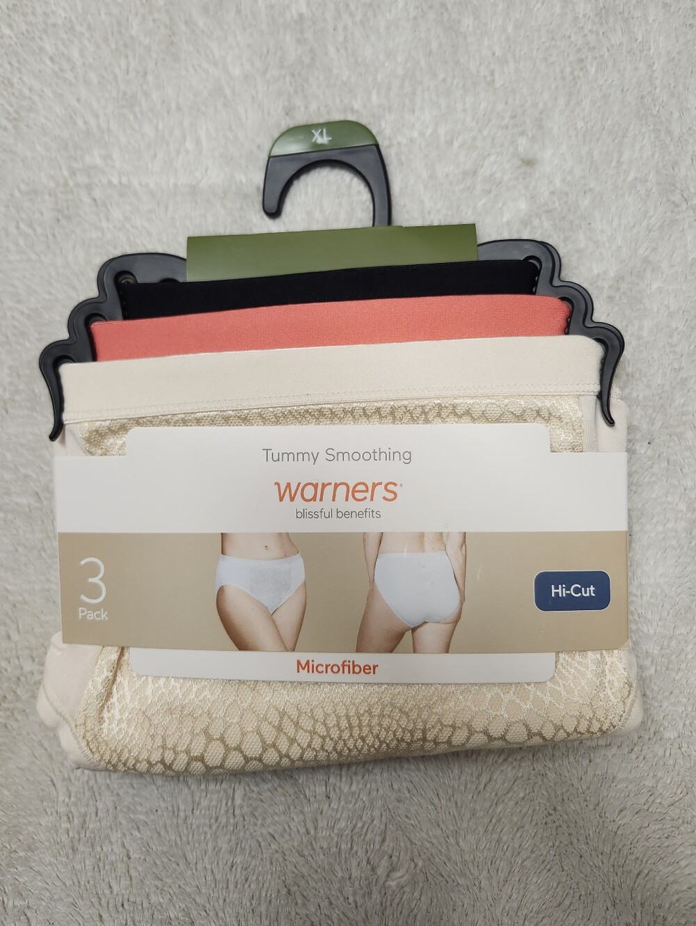 • NWT Warners 3 Pack Tummy Smoothing Hi-Cut Microfiber Panties Sz XL Multicolor